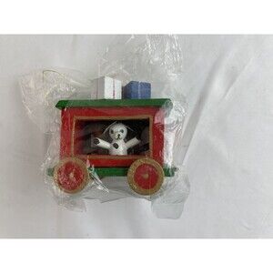 Holiday Express Christmas Ornament TOYS Train Cars Teddy Bear Red And Green